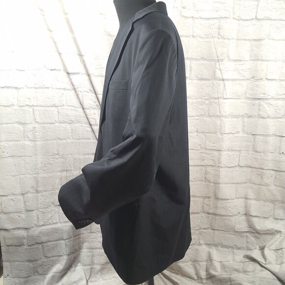 Geoffrey Beene Mens 48L Wool Sport Coat Black Pinstripe Jacket - Picture 4 of 10